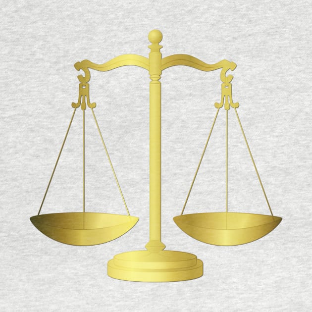 Gold Scales of Justice on White Keeping Law and Order by podartist